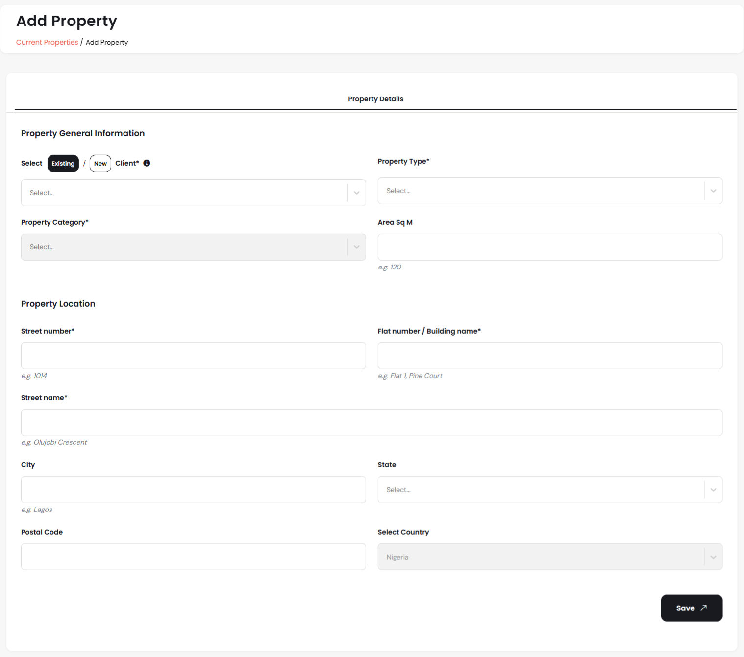 Add New Property Form