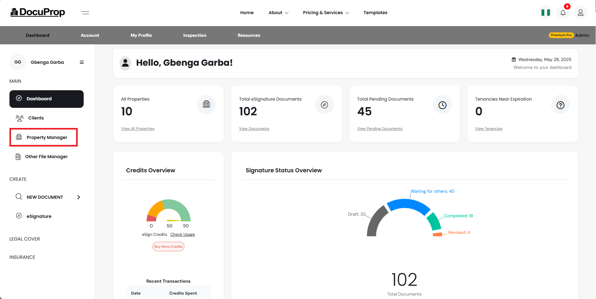 DocuProp Dashboard
